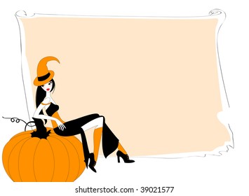 Vector Illustration of funky autumn related frame