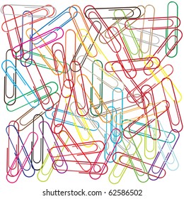 Vector illustration of funky background with a lot of paper clips - useful for school or office concepts