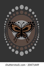 Vector illustration of  funky  butterfly in retro style