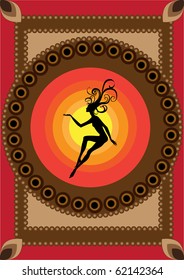 Vector illustration of funky carpet with cool Silhouette of fairy