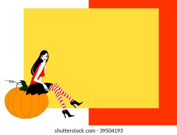 Vector Illustration of funky colorful autumn related frame