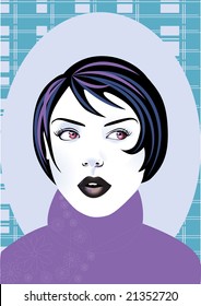 Vector illustration of funky cool young woman.