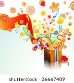 Vector illustration of funky exploding gift surprise