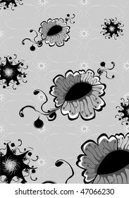 Vector illustration of   funky  flowers abstract pattern
