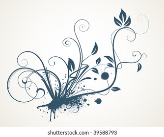 Vector illustration of funky Grunge Decorative scroll design