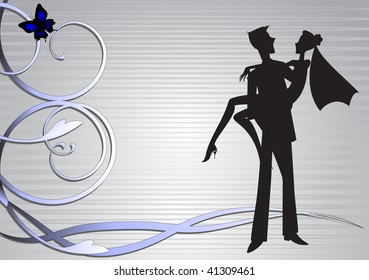 Vector illustration of funky invitation with cool young sexy couple
