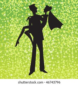 Vector illustration of funky invitation with cool young sexy couple