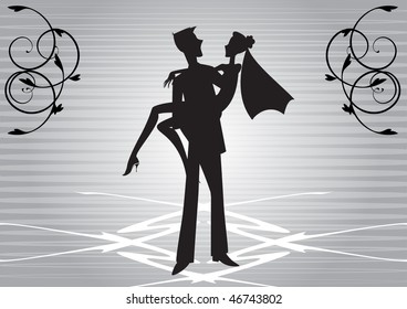 Vector illustration of funky invitation with cool young sexy couple
