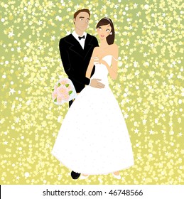 Vector illustration of funky invitation with cool young sexy couple
