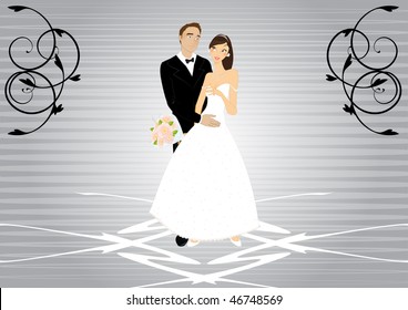 Vector illustration of funky invitation with cool young sexy couple