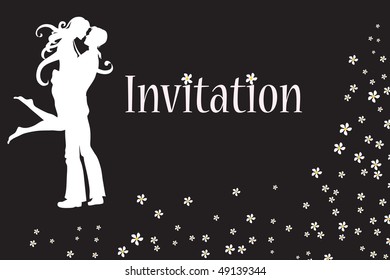 Vector illustration of funky invitation with cool young sexy couple