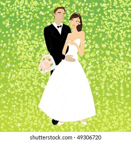Vector illustration of funky invitation with cool young sexy couple