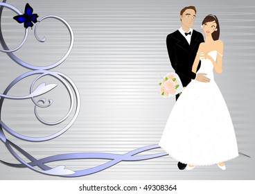 Vector illustration of funky invitation with cool young sexy couple