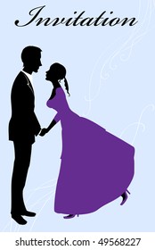 Vector illustration of funky invitation with cool young sexy couple
