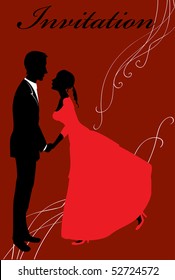 Vector illustration of funky invitation with cool young sexy couple