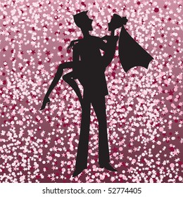 Vector illustration of funky invitation with cool young sexy couple
