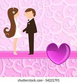 Vector illustration of funky invitation with cool young sexy couple