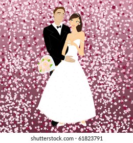 Vector illustration of funky invitation with cool young sexy couple