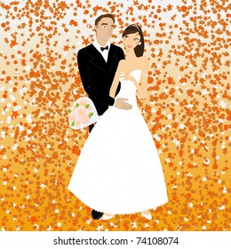 Vector illustration of funky invitation with cool young sexy couple
