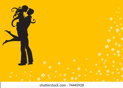 Vector illustration of funky invitation with cool young sexy couple