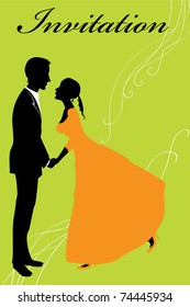 Vector illustration of funky invitation with cool young sexy couple