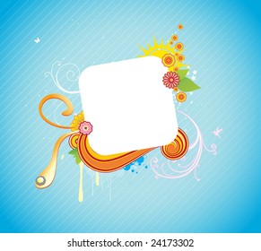 Vector illustration of funky styled design frame made of floral elements