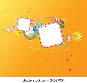 Vector illustration of funky styled design frame made of floral elements
