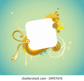 Vector illustration of funky styled design frame made of floral elements