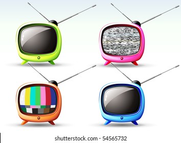 Vector illustration of funky styled design of cute television