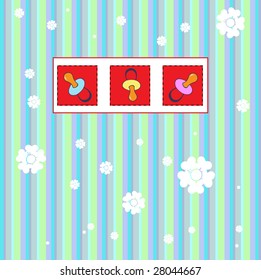 Vector illustration of funky Vintage Gift card with cool color Baby Stuff Patches