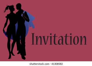 Vector illustration of funky wedding invitation with cool sexy bride and groom