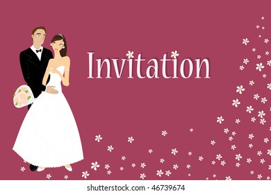 Vector illustration of funky wedding invitation with cool sexy bride and groom
