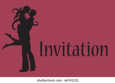 Vector illustration of funky wedding invitation with cool sexy bride and groom