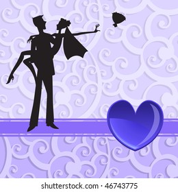 Vector illustration of funky wedding invitation with cool sexy couple