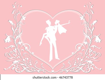 Vector illustration of funky wedding invitation with cool sexy couple
