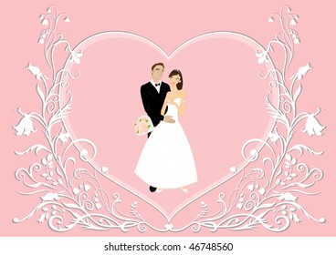 Vector illustration of funky wedding invitation with cool sexy couple