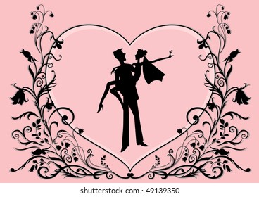 Vector illustration of funky wedding invitation with cool sexy couple