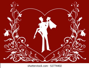 Vector illustration of funky wedding invitation with cool sexy couple