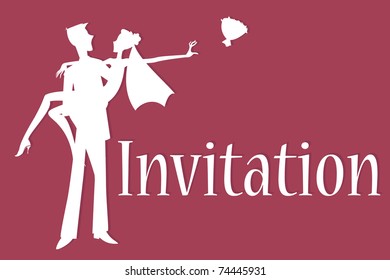 Vector illustration of funky wedding invitation with cool sexy bride and groom