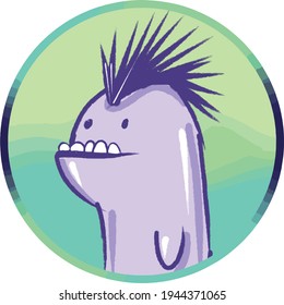 vector illustration of funny angry monster with big teeth. portrait