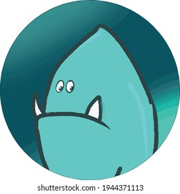 vector illustration of funny angry monster with big teeth. portrait