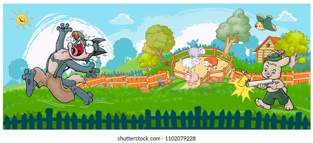 Vector illustration, funny animal postcard, cartoon concept.