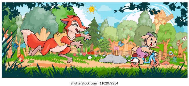 Vector illustration, funny animal postcard, cartoon concept.