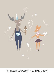 Vector illustration of funny animals
