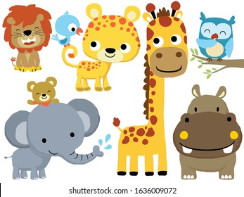 Vector illustration of funny animals cartoon set