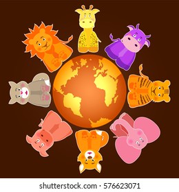 Vector illustration of funny animals for your design.  