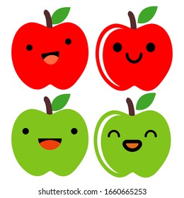 Vector Illustration Funny apple icon flat style isolated on a white background