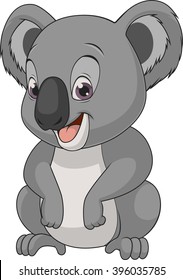 Vector illustration, funny baby bear koala, on a white background