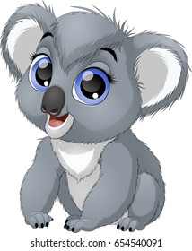 Vector Illustration, Funny Baby Bear Koala, On A White Background