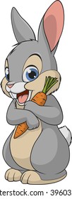 Vector illustration, funny baby bunny, on a white background.